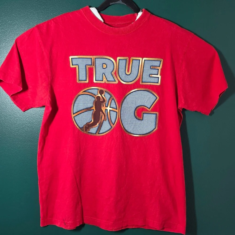 3Forty Collection True OG Basketball Graphic T-Shirt Red Mens XL Short Sleeve